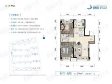 碧桂园时代之光2室2厅1卫户型图