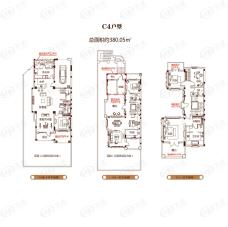 亿达玖墅C4户型 五室二厅五卫户型图