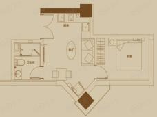 绿地中心1室1厅1卫户型图