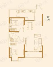 永威翡翠城3号楼k户型2室2厅1卫户型图