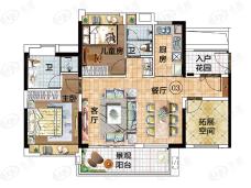 越秀滨海新城3室2厅2卫户型图