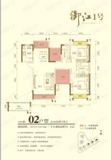 御江1号110-112㎡四房两厅两卫户型图
