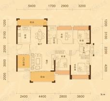 泰豪南山翡翠136.13平米的4+1房2厅2卫户型图