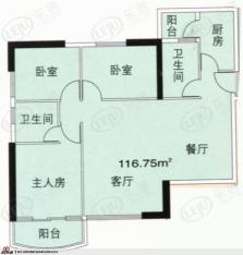 丰泽大厦-枫丹雅筑3室2厅1卫1厨户型图