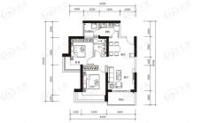 锦地翰城—橙寓15、16、17#户型3-4  两房两厅一卫户型图