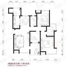 朵力尚美国际三房二厅二卫－套内面积100.96平方米户型图