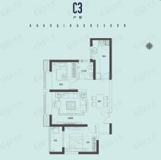 康桥金域上郡V期2室2厅1卫户型图