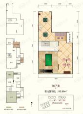 东方剑桥柔波里A2户型三室两厅三卫  套内约214.78㎡/建面约239.63㎡户型图