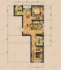 金色玺园A户型-两室两厅一卫-86平米户型图