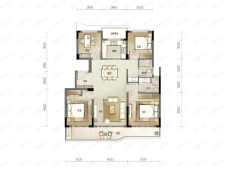 天镜云著府（金辉天镜云著）建面约125㎡C1户型户型图