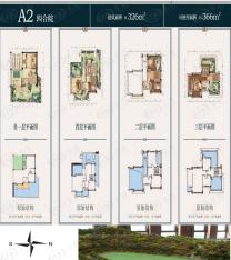 东海定南山A2四合院户型，建面326㎡，可使用面积366㎡户型图