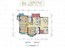 海德花园3室2厅2卫户型图