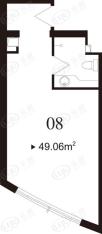 海泰国际公寓户型08  49.06平米户型图
