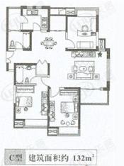 万里雅筑房型: 三房;  面积段: 131 －148 平方米;
户型图