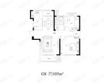 观山悦2室2厅1卫户型图