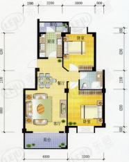 江南水都四期美域2室2厅1卫户型图