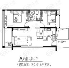 幸福海两房两厅一卫户型图