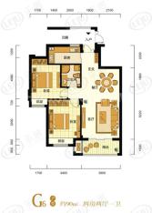 逸居城2室2厅1卫户型图