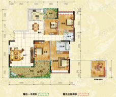 龙湖苑B3户型4室2厅2卫户型图