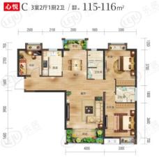 百步亭长青壹号3室2厅1卫户型图