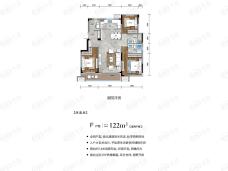 保利·和光屿湖122平米标准层端户户型图