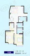 徐汇公寓房型: 三房;  面积段: 116 －140 平方米;户型图