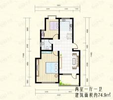 南海清岛湾2室1厅1卫户型图