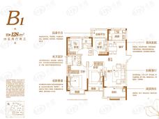 华南城紫荆名都四期锦园128平米四居室户型图