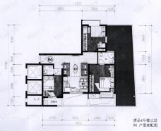 唐品A+4号楼三层B6户型 三室两厅一卫户型图
