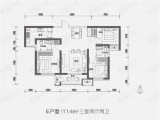 天地源·万熙天地3室2厅2卫户型图