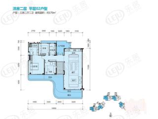 富力惠林温泉洋房二层平层02户型3室2厅2卫1厨 170.00㎡户型图