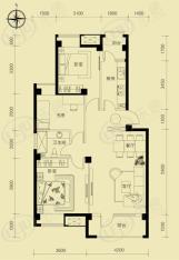 华川爱丁堡多层B户型 三室两厅一卫户型图