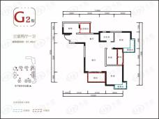 中铁天宏康郡3室2厅1卫户型图