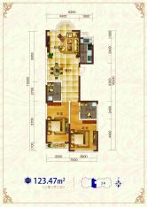 红大明珠两室两厅两卫123.47平户型图