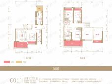 恒大中央广场二期雲門3室3厅3卫户型图