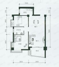领秀城二期房型: 二房;  面积段: 87.1 －87.6 平方米;户型图