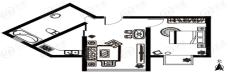 天河银苑1室2厅1卫户型图