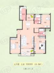 佳龙花园一期房型: 三房;  面积段: 120 －135.46 平方米;
户型图