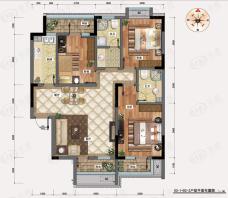 中御公馆D2户型 3室2厅2卫户型图