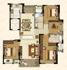 旺庭公馆高层K 143平米四居户型户型图