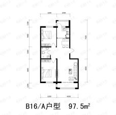 溪湖芳庭B16/A户型 两室一厅一卫户型图