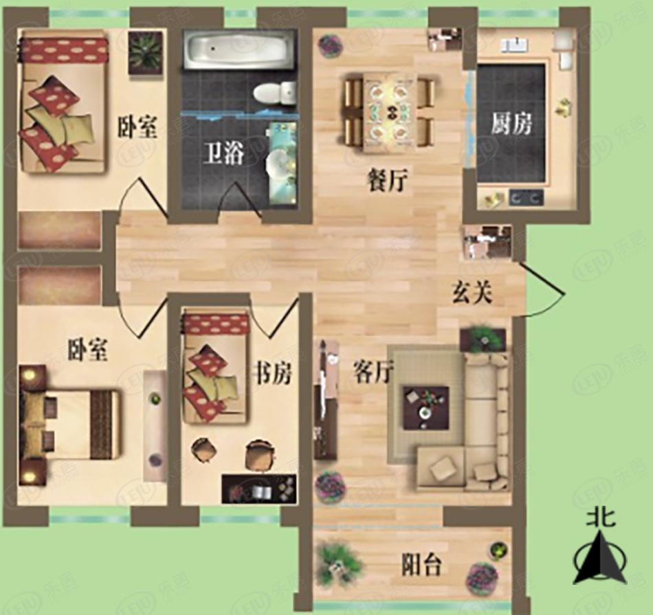 伊宁市书香苑 户型建面约84.97~111.43㎡