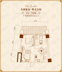 君尚金座60方户型下层平面图户型图