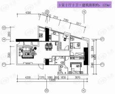 泉昇同福大厦3室2厅2卫户型图