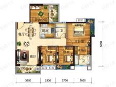 凯蓝滨江时光4号楼02户型，85.10平米，套内69.50户型图