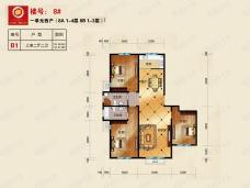 富贵国际3室2厅2卫户型图