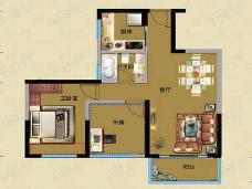 旺东国际广场K户型74平米2房2厅1卫2室户型图