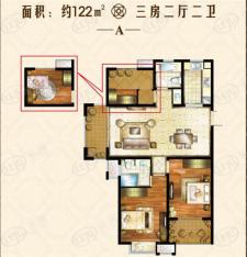 双汇国际122平米三居室户型户型图