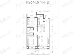 豪邦四季中央86平米户型图