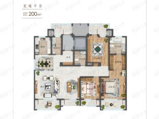 千禧国际村二期宽境平层200㎡户型户型图